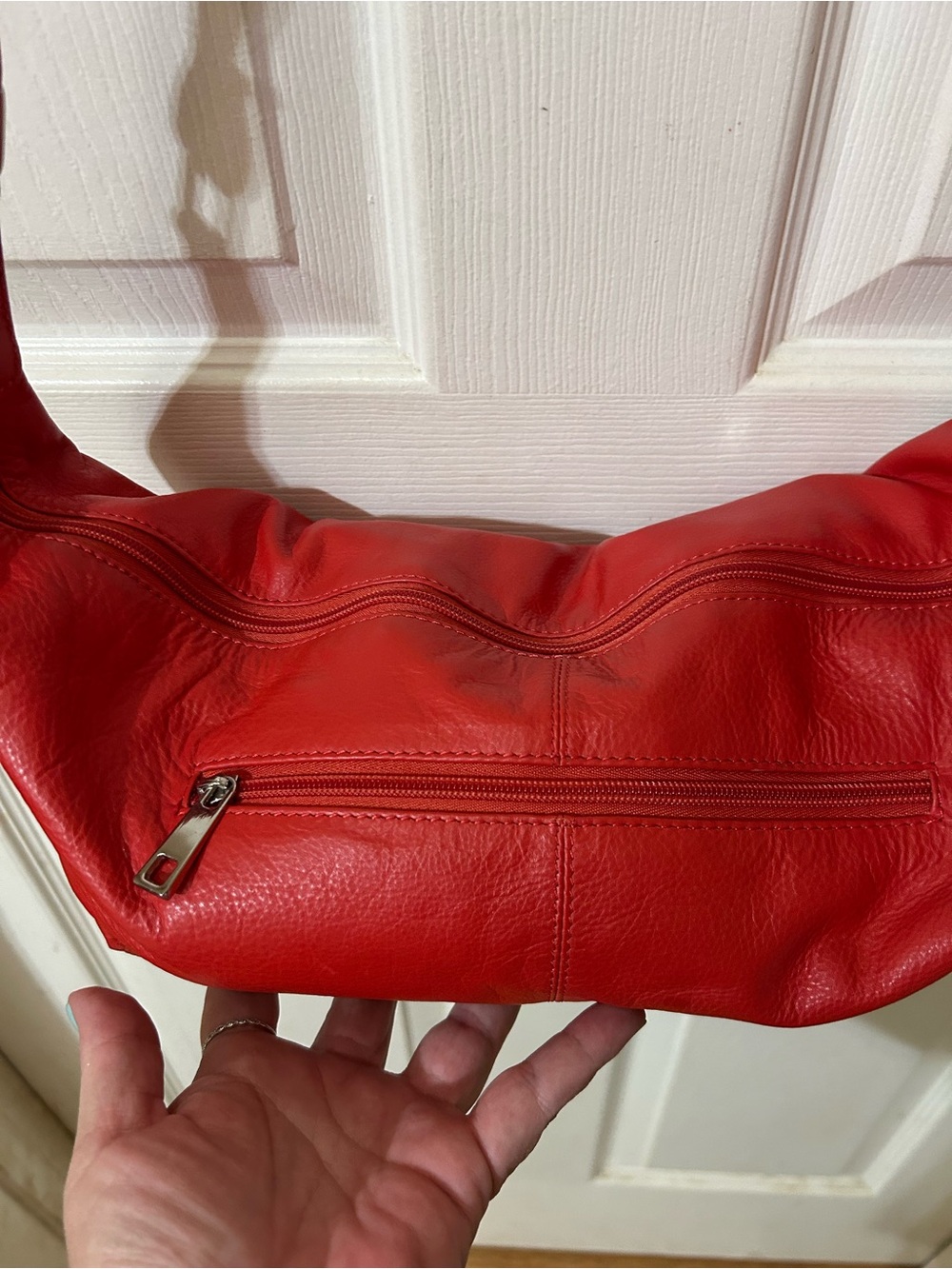 Red Leather Shoulder Bag - Sleek Everyday Carry